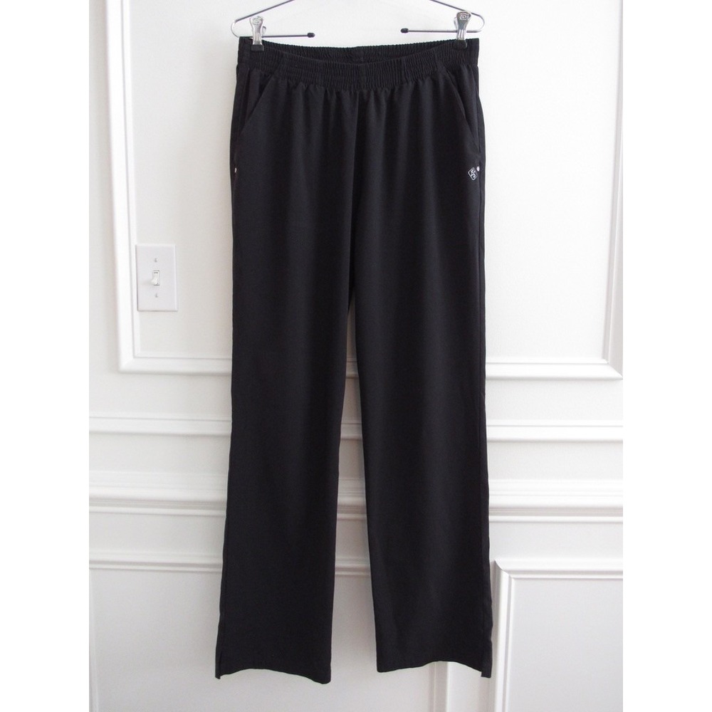 Easy Stretch Womens Black Scrub Pants Size M Elastic Waist Straight Leg
